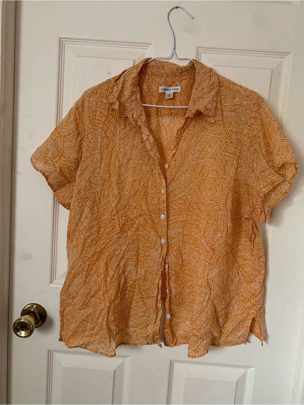 4/$20 Coldwater Creek Orange and White Geometric Blouse